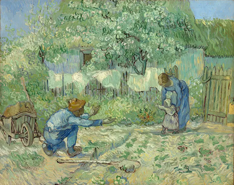 Tranh Những bước đi đầu tiên, phỏng theo Millet, 1890, Vincent Van Gogh